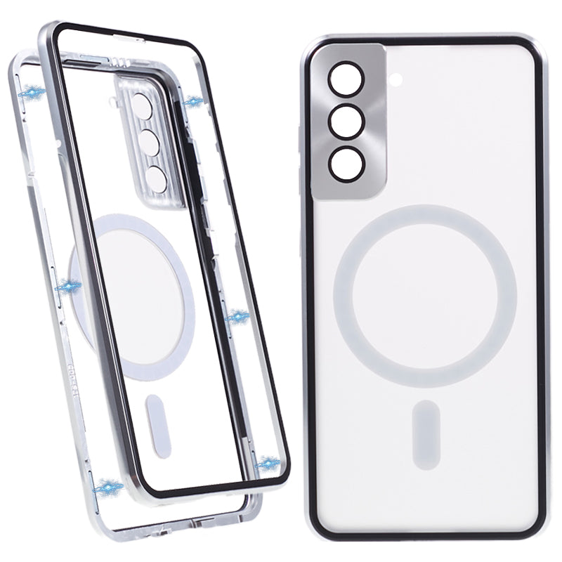 For Samsung Galaxy S21 5G Double-sided Protection Case Magnetic Metal Frame Tempered Glass Back Frosted PC Phone Cover For Samsung Galaxy S21 5G Double-sided Protection Case Magnetic Metal Frame Tempered Glass Back Frosted PC Phone Cover